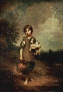 Thomas Gainsborough Dorfmadchen mit Hund und Henkelkrug France oil painting artist